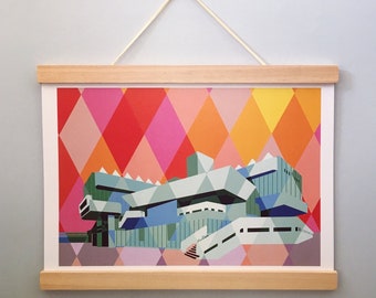 Colourful Hayward Gallery Print | London | Poster in A4 or A3 size | Framed or Unframed | Souvenir