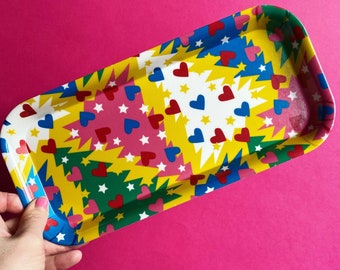 SEKUNDEN! Weihnachtsbäume Melamin Tablett - Bunte Schreibtisch Tidy/Snack oder Tee Tablett - Made in Großbritannien