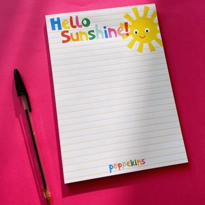 SALE Hello Sunshine notepad A5 size Recycled paper image 3