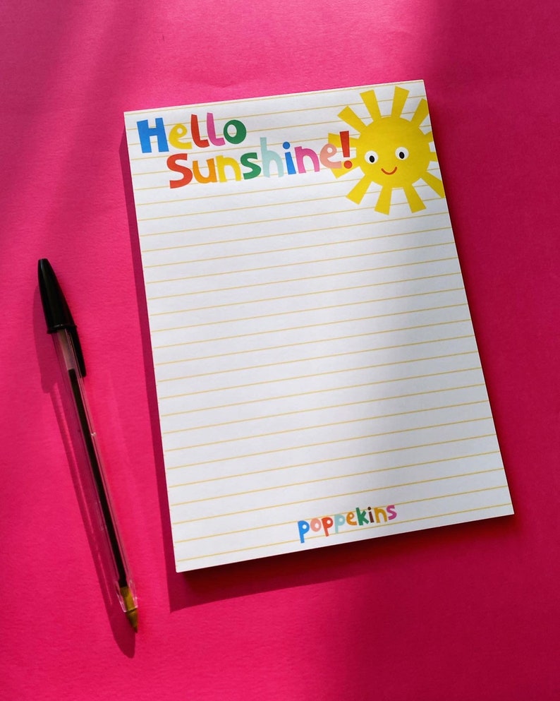 SALE Hello Sunshine notepad A5 size Recycled paper image 3