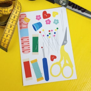 postale astucieuse de couturière de Sewist | "Mercerie" | Coloré | Papier recyclé