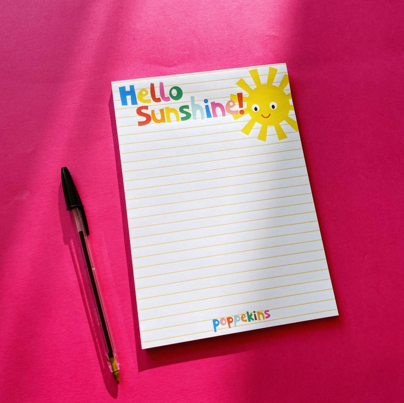 SALE Hello Sunshine notepad A5 size Recycled paper image 1