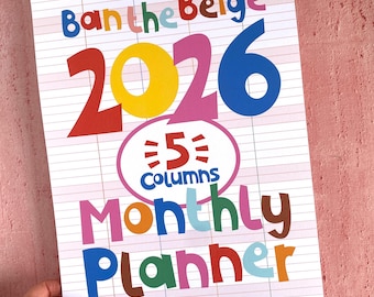 LAST ONE! 2026 Monthly Family / Business Planner - A3 size - Ban The Beige - Bright Motivational Illustrations - Uncoated recyclable paper
