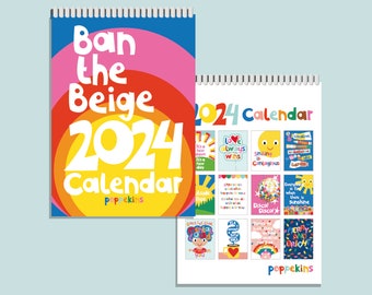 Colourful 2024 Calendar - Ban The Beige - A4 size - Uncoated recyclable paper