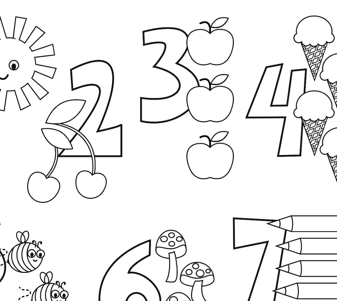 PRINTABLE Colouring In 123 Counting Kids | Etsy