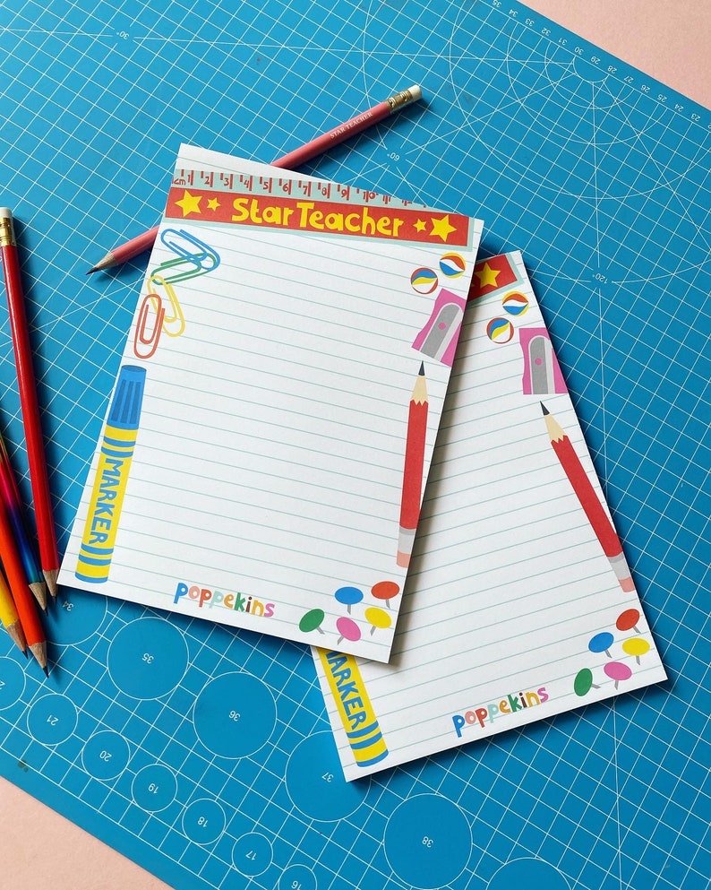 SECONDS Teacher gift notepad A5 size Recycled paper Star Teacher 2