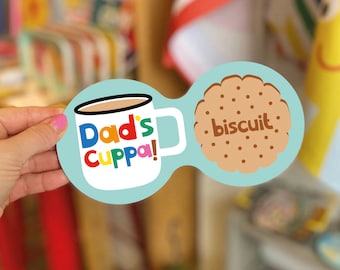NEW! Dad's Cuppa and Biscuit Double Coaster - Melamine - Limited Edition - Made in the UK