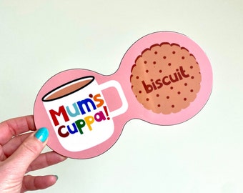 NEW! Mum's Cuppa and Biscuit Double Coaster - Melamine - Limited Edition - Made in the UK