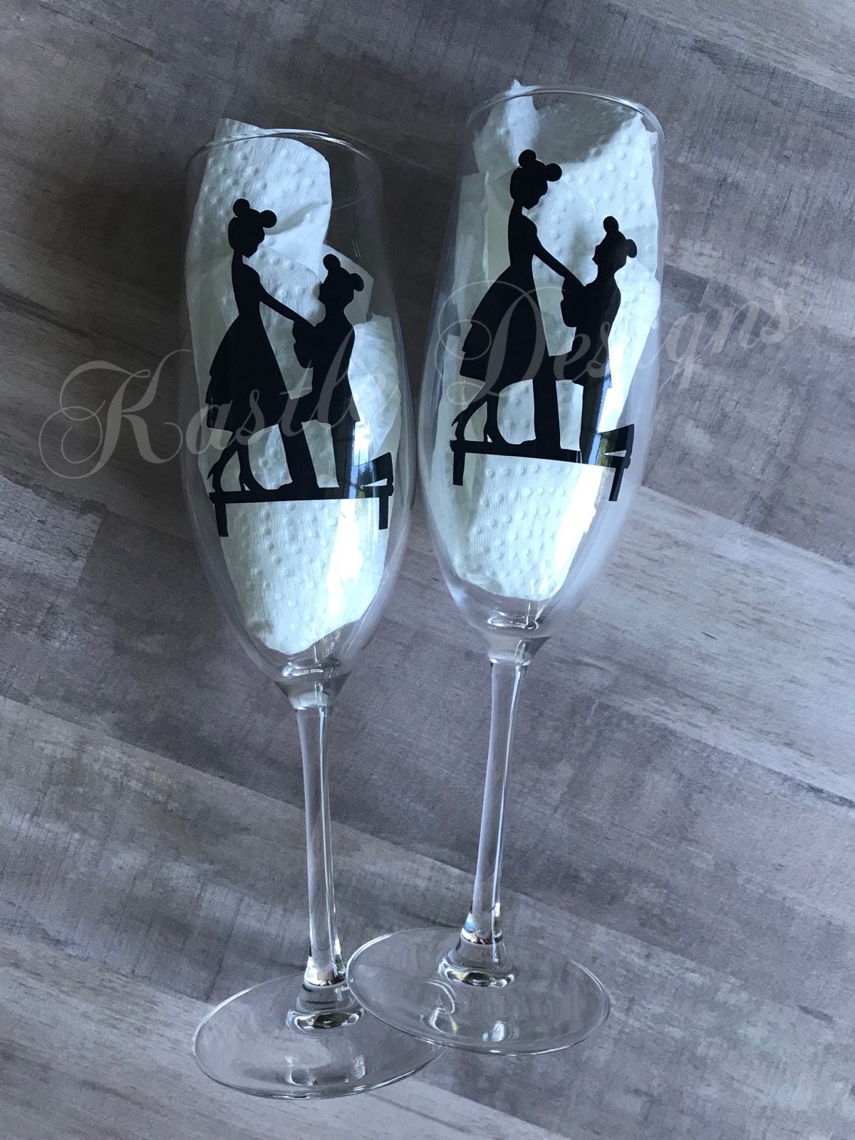 Disney Engagement Champagne Flutesset of two Etsy