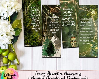 Every Heart a Doorway Bookmarks - Digital Bookmarks - Digital Download - Bookmark - Watercolor Bookmarks - Character Bookmarks