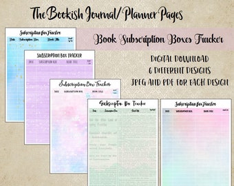 Bookish Journal and Planner Pages - Book Subscription Box Tracker - Digital Download - Planner Download - Journal Download