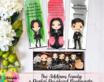 Spooky Family Bookmarks - Digital Bookmarks - Digital Download - Bookmark - Watercolor Bookmarks - Character Bookmarks