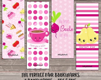 Valentine Perfect Pair Food Bookmarks - Digital Bookmarks - Digital Download - Bookmark - Planner Girl Bookmarks - Food- holiday bookmark