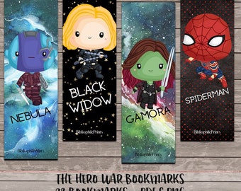 The Hero War Bookmarks - Digital Bookmarks - Digital Download - Bookmark - Planner Girl Bookmarks - Superheroes - Super Hero - Characters