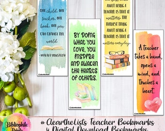 Clear the Lists Teacher Gift Bookmarks - Digital Bookmarks - Digital Download - Bookmark - Watercolor Bookmarks - Character Bookmarks