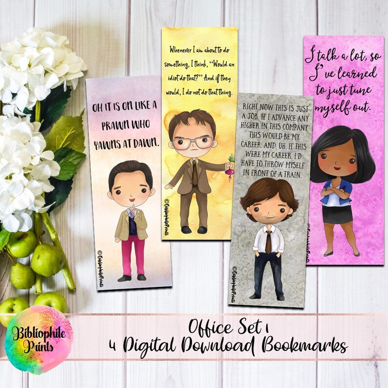 Office People 1 Bookmarks Digital Bookmarks Digital Download Bookmark Watercolor Bookmarks Character Bookmarks image 1