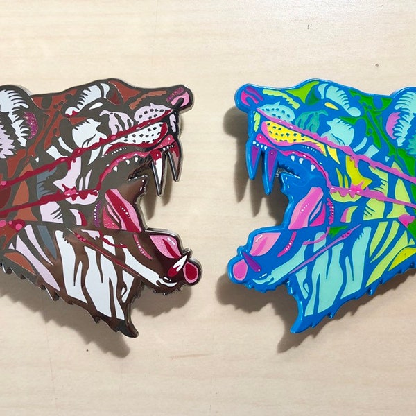 Tiger Enamel Pin Set (original and blue tiger)