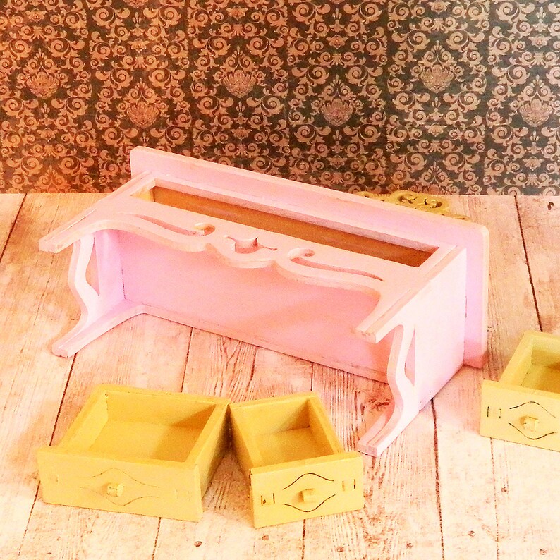 Wood Doll Furniture Barbie Furniture Dressing Table Dolls Pink Etsy