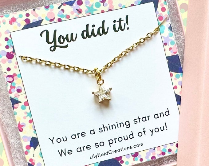 Cute graduation present, tiny star necklace, necklace in gift box | gift for student, graduation gift, you're a star, dainty star necklace