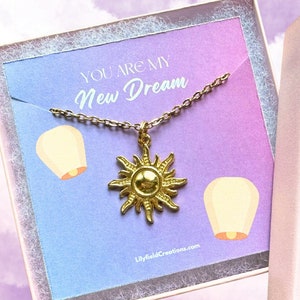 Tangled Rapunzel Sun Necklace in gift box | gift for friend girlfriend gift for wife you are my new dream birthday anniversary gift for her