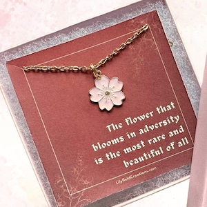 Mulan necklace in gift box | cherry blossom necklace, encouraging gift, sakura necklace, the flower that blooms,