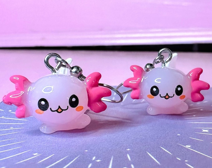 Axolotl Earrings | gift for friend gift for girlfriend gift for wife | cute earrings, unique earrings, pink axolotl, axolotl gift, present