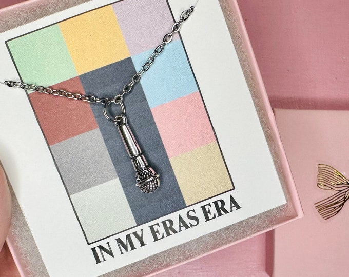 Eras Necklace, Taylor Necklace, Microphone Necklace, Gift for Girlfriend, Gift for partner, gift for wife, Christmas gift