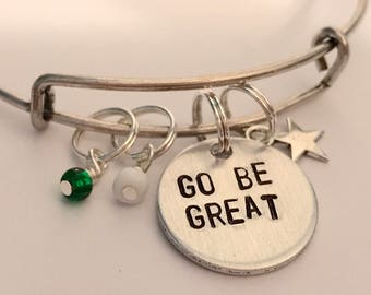 Dreamworks Voltron Legendary Defender Inspired Hand-Stamped Bangle Bracelet: "Go Be Great"