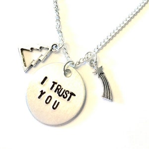 Gravity Falls Inspired Hand-Stamped Necklace - &quot;I Trust You&quot;