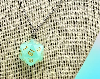 D20 Pastel Pearlescent Nickel-Free Necklace Stainless Steel Novelty DND Dungeons and Dragons Kawaii Aesthetic TTRPG Nerdy Gift Jewelry