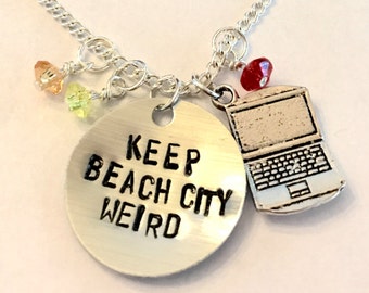 Steven Universe Ronaldo Inspired Hand-Stamped Necklace - "Keep Beach City Weird"