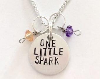 Disney Figment Inspired Hand-Stamped Necklace - "One Little Spark"