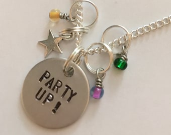 Disney World Parade Show Move It Shake It Dance and Play It Inspired Hand-Stamped Necklace - "Party Up!"