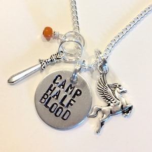 Percy Jackson, Heroes of Olympus, Trials of Apollo Inspired Hand-Stamped Necklace - &quot;Camp Half Blood&quot;