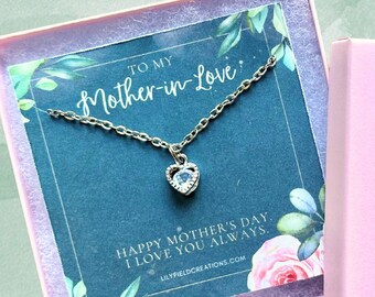 Mother in love gift, Mother in law gift, Mother's Day necklace in gift box | gift for mother, floating heart necklace, dainty heart necklace