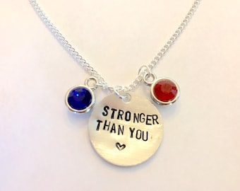 Steven Universe Garnet Inspired Hand-Stamped Necklace - "Stronger Than You"