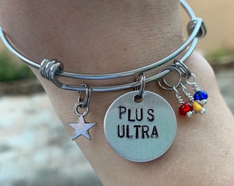 PlUS ULTRA - Hero Academia Inspired Hand-Stamped Bangle Bracelet