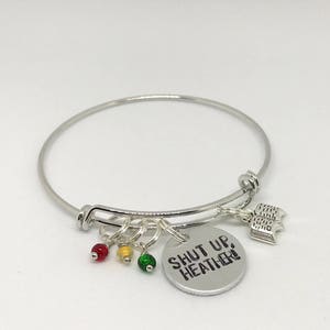 Heathers Musical Inspired Hand-Stamped Bangle Bracelet Shut Up, Heather image 2