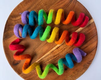 Rainbow Wool Felt Spring Cat Toy: Eco-Friendly, Hand Felted