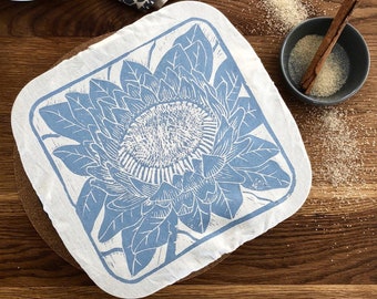 Dish and Casserole Cover Square Protea Print | cloth cover for square bakes