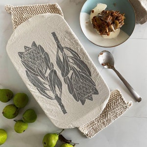 Dish and Casserole Cover Rectangle Protea Print | cloth cover for a casserole dish