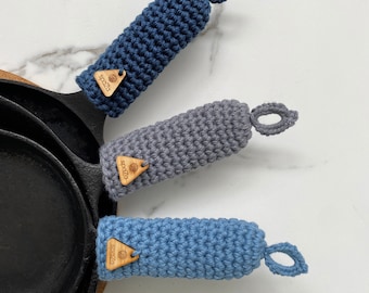 Skillet Handle Covers 3-Pack Blues | heat resistance for skillets