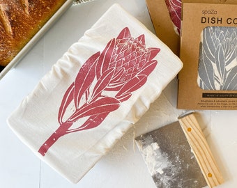 Laib Brot Pfanne Abdeckung | wiederverwendbare Stoff Bezug zum Brotbacken Bäcker Geschenk Protea Print Zero Waste Plastikfrei