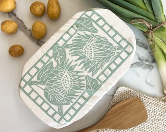 Loaf Pan Cover 100% organic cotton for bread making protea motif