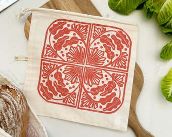 Bread Bag 11.5" square for round loaves organic cotton Madiba series