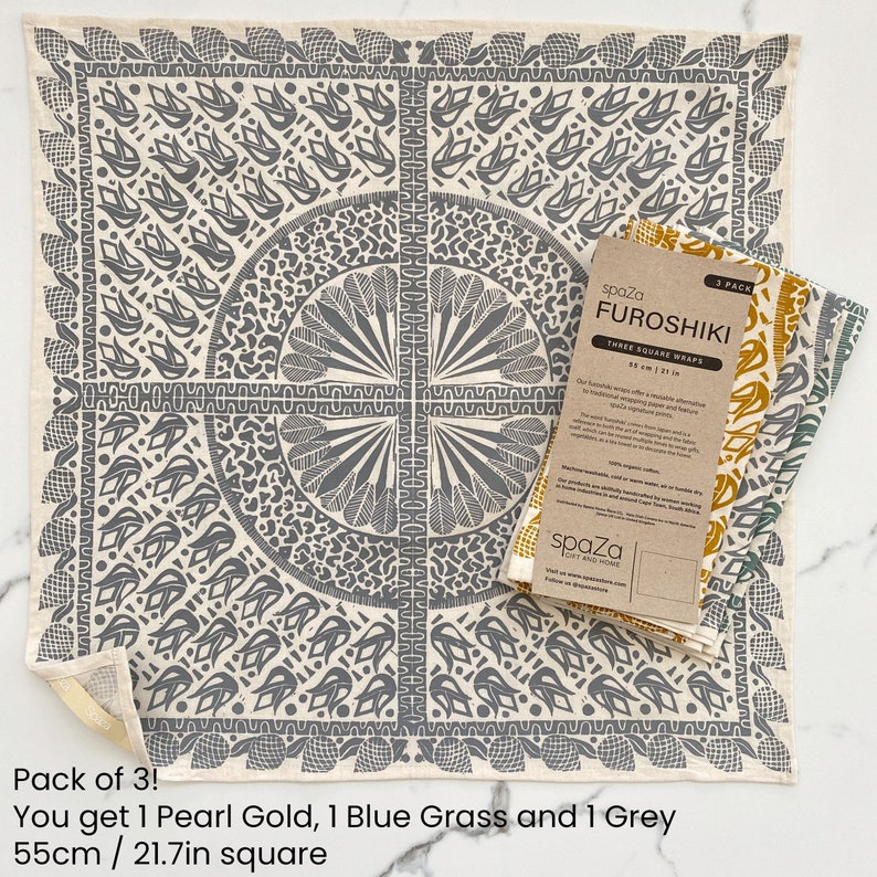 Furoshiki Set of 3 Safari Print cloth fabric gift wrap image 2