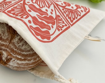 Bread Bag 11.5" square for round loaves organic cotton Madiba Print