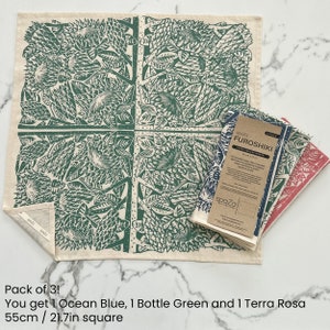Furoshiki Set of 3 Protea Print cloth fabric gift wrap image 2