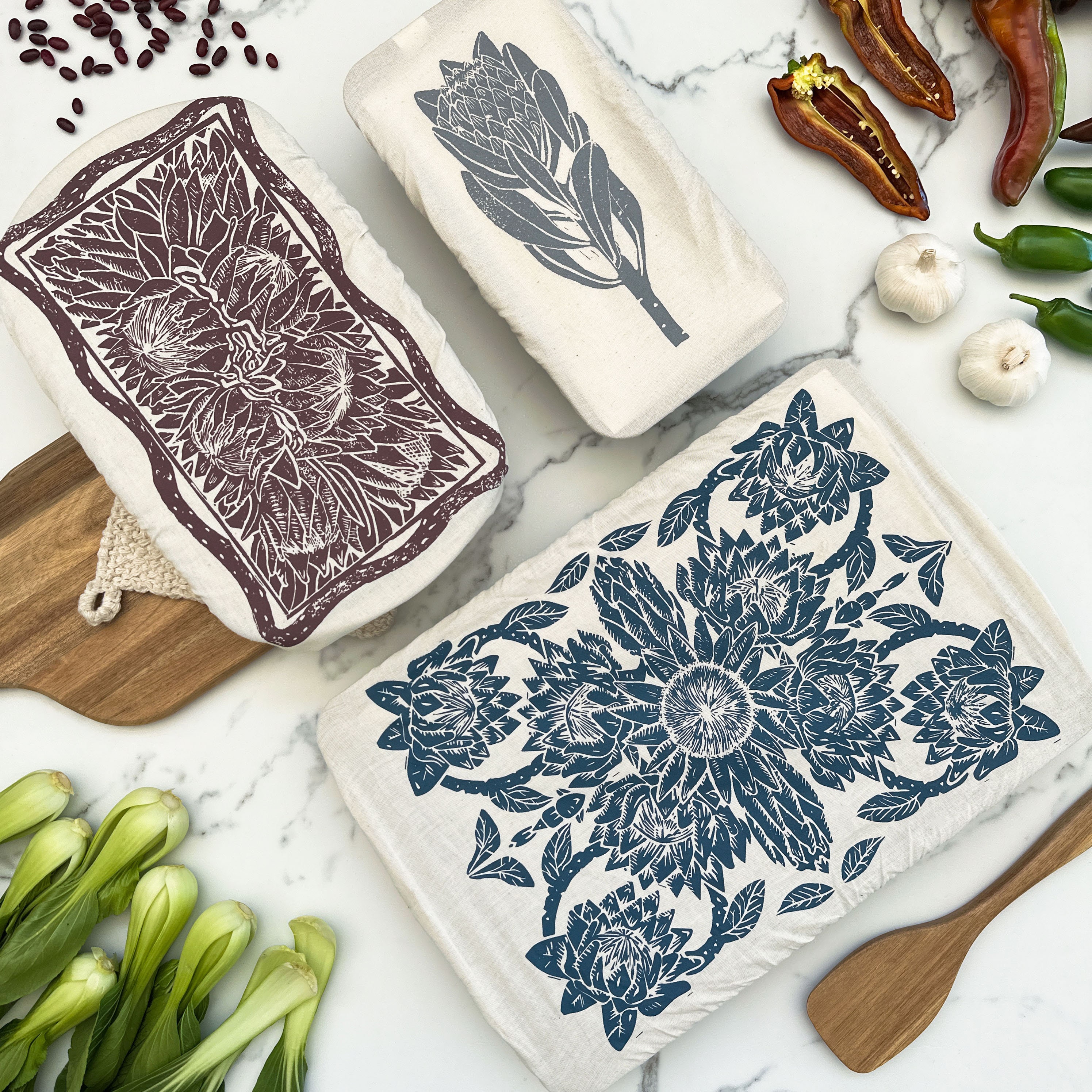 Dish Cover Rectangle Set of 3 assorted sizes organic cotton fair trade