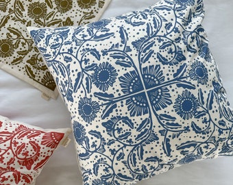 Cotton Pillow Cover 24” | Euro Cushion Cover | Bedroom Lounge Decor | 60cm |Brick Blue Gold